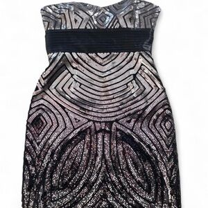 BCBGMAXAZRIA strapless, sequin-embellished mini dress